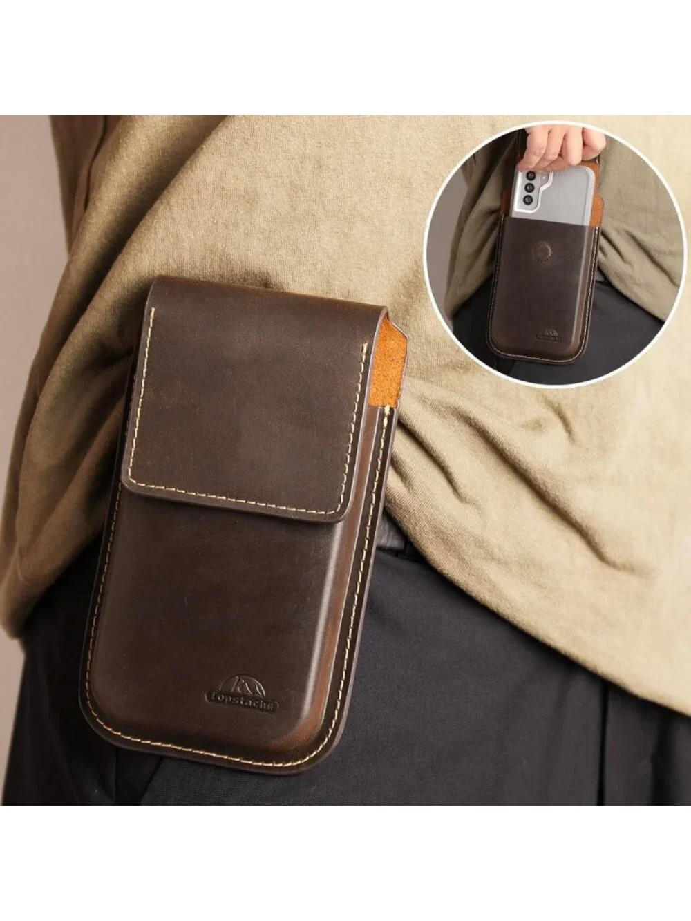 Leather Phone Holster with Belt Clip - Magnetic Flip Case for iPhone & Galaxy